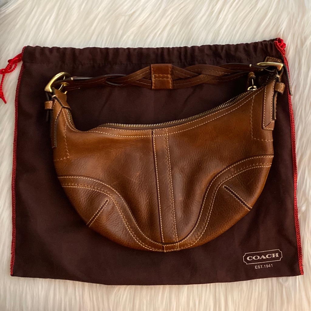Classic Coach Brown Leather Slouchy Hobo Hand Bag
